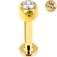 14G Solid 14K Yellow Gold Cubic Zirconia Labret - 3/8 5mm
