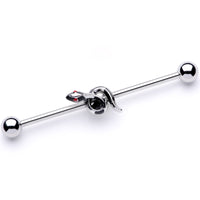 Red Gem Slither Snake Industrial Barbell 38mm