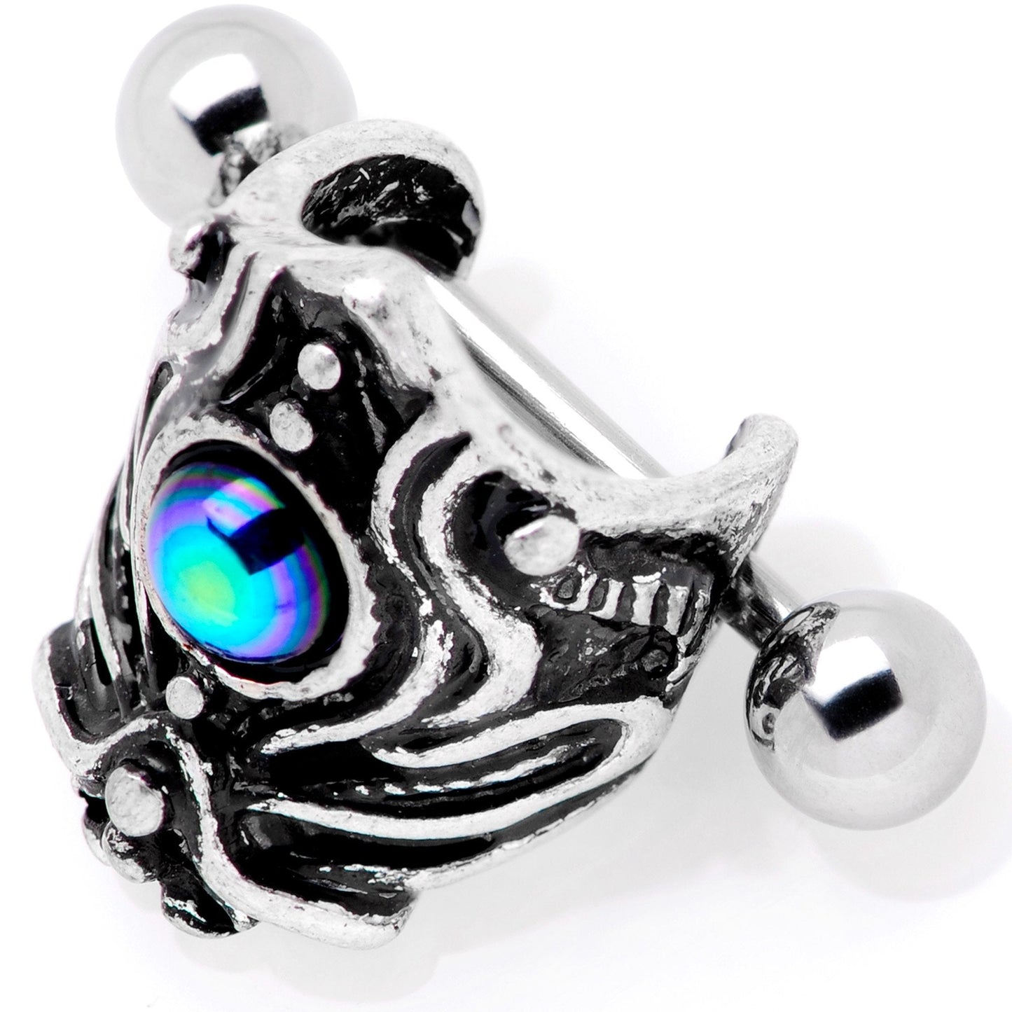 16G 1/2 Iridescent Blue Gem Tribal Cuff Cartilage Earring