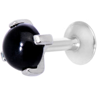 16G 1/4 Black Agate Internally Threaded Labret Monroe Tragus