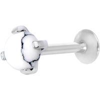 16G 5/16 White Howlite Internally Threaded Labret Monroe Tragus