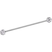 14G Clear Gem Cluster End Straight Industrial Barbell 38mm