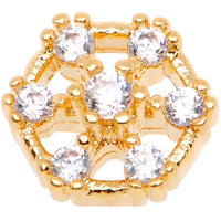 14G Clear Gem Gold Tone Externally Threaded Dermal Anchor Top