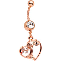 Clear Gem Rose Gold Tone Tree of Love Twisted Dangle Belly Ring