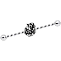 14G Spooky Smiling Jack O Lantern Industrial Barbell 38mm