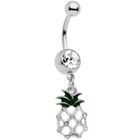 Clear Gem Tropical Treat Pineapple Dangle Belly Ring
