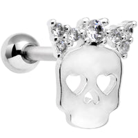 16G 5/16 Clear Gem Halloween Skull Bow Cartilage Tragus Earring