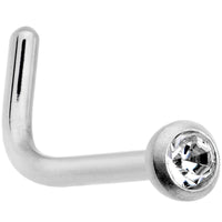 20G G23 Titanium Press Fit Clear CZ Micro Ball L Shaped Nose Ring