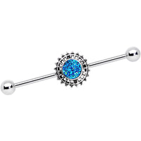 14G Green Faux Druzy Spooky Season Industrial Barbell 38mm