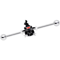 14G Halloween Witch Way Black Cat Barbell Industrial 38mm
