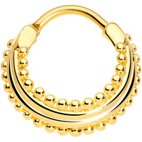 16G 3/8 Gold Tone Delicate Dots Hinged Septum Ring
