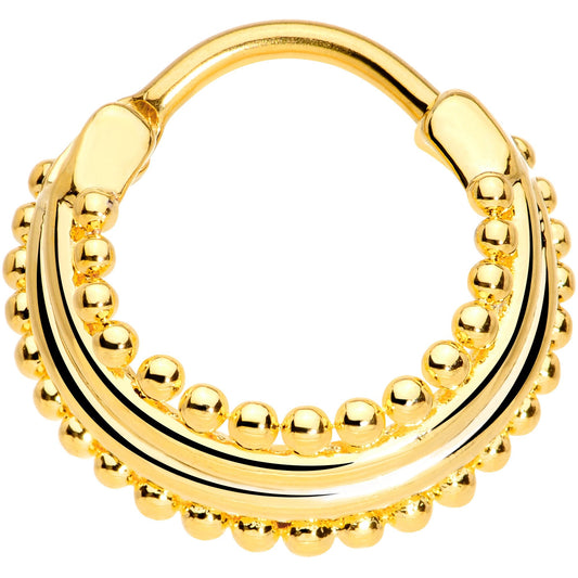 16G 3/8 Gold Tone Delicate Dots Hinged Septum Ring