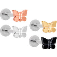 16G MultiColor Internally Threaded Butterfly Labret Set of 4