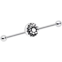 14G Crescent Moon with Star Dangle Industrial Barbell 38mm