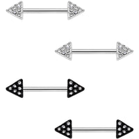 14G 9/16 Clear Gem Triangle End Barbell Nipple Ring Set of 4