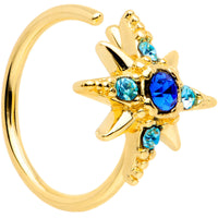 20G 5/16 Blue Gem Gold Tone Star Seamless Circular Ring