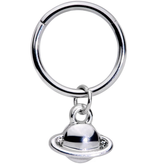 16G 3/8 Ringed Planet Saturn Dangle Hinged Segment Ring