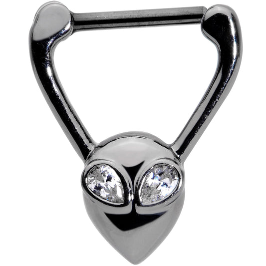 16G 5/16 Clear Gem Black Alien Invader Cartilage Clicker