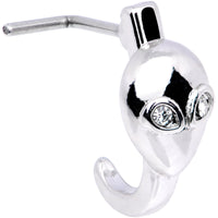 20G Clear Gem Alien Invader Faux Hoop L Shaped Nose Ring