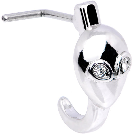 20G Clear Gem Alien Invader Faux Hoop L Shaped Nose Ring