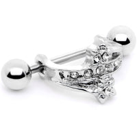 16G 1/2 Clear Gem Cross Crown Cartilage Cuff