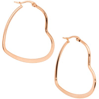 40mm Rose Gold Tone PVD Stainless Steel Heart Hoop Earrings