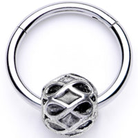 16G 3/8 Geometric Pattern Bead Hinged Segment Ring