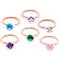 20G 5/16 Pastel Gem Rose Gold Tone Nose Hoop Set of 6