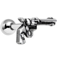 16G 1/4 Clear Gem Rockin' Revolver Gun Cartilage Tragus Earring