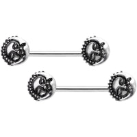14G 9/16 Celestial Romance Sun Moon Barbell Nipple Ring Set