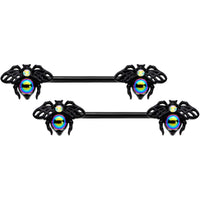 14G 9/16 Aurora Gem Black Bumblebee Barbell Nipple Ring Set