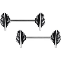 14G 9/16 Southwestern Feathers Barbell Nipple Ring Set