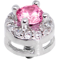 14G Clear Pink CZ Two Tier Externally Threaded Dermal Anchor Top