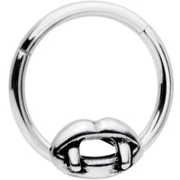 16G 3/8 Halloween Vampires Kiss Fangs Hinged Segment Ring