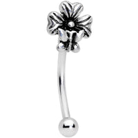 16G 3/8 Perching Butterfly Clover Curved Eyebrow Ring