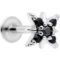 16G 5/16 Black Gem Compass Star Labret Monroe Tragus