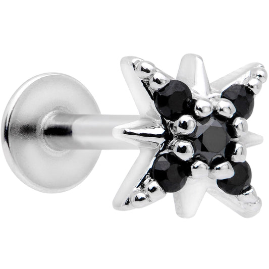 16G 5/16 Black Gem Compass Star Labret Monroe Tragus