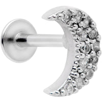 16G 5/16 Clear CZ Gem Crescent Moon Labret Monroe Tragus