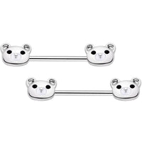 14G 9/16 Sweet Teddy Bear Barbell Nipple Ring Set