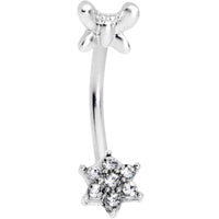 16G 3/8 Clear Gem Spring Fun Flower Curved Eyebrow Ring