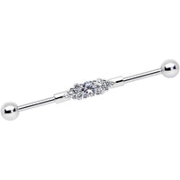 14G Clear CZ Gem Fashionista Industrial Barbell 38mm