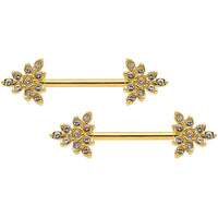 14G 9/16 Clear CZ Gem Elegant Triangle Nipple Ring Set
