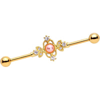 14G Clear CZ Gem Pink Orb Fit for a Queen Industrial Barbell 38mm