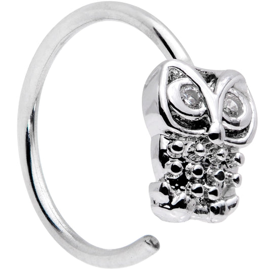 20G 5/16 Clear CZ Gem All About Owl Nose Hoop
