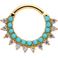 16G 5/16 Turquoise Gold Tone Western CZ Bendable Daith Cartilage