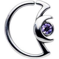 18G 3/8 Purple Gem Crescent Moon Closure Ring