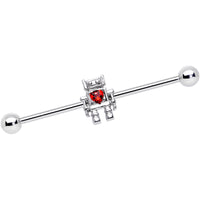 14G Red Gem Heart Valentines Day Robot Industrial Barbell 38mm