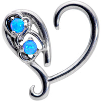 16G 3/8 Blue Synthetic Opal Heart Right Ear Cartilage Earring