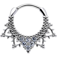 16G 3/8 Clear CZ Gem Triangle Ornate Septum Clicker