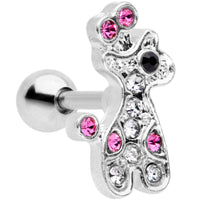 16G 1/4 Clear Pink Gem Giraffe Cartilage Tragus
